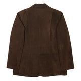 Womens Brown Leather Button Jacket UK 16 Regular Fit Classic Tailored Plain