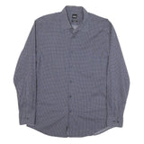 BOSS Mens Blue Pattern Shirt M Cotton Blend Long Sleeve Smart Casual