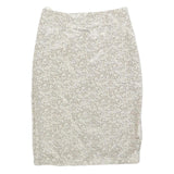 LAGENES Womens Beige Floral Pencil Knee Length Polyester Skirt Size S Elegant