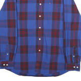 TOMMY HILFIGER Mens Blue Red Check Shirt XL Button-Down Cotton Casual