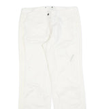 ADIDAS Womens Cotton Blend White Regular Wide-Leg Trousers W32 L31 Zip Casual