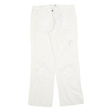 ADIDAS Womens Cotton Blend White Regular Wide-Leg Trousers W32 L31 Zip Casual