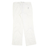 ADIDAS Womens Cotton Blend White Regular Wide-Leg Trousers W32 L31 Zip Casual