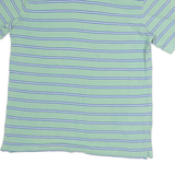 CHAPS Mens Green & Blue Striped Short Sleeve Polo Shirt L Cotton Casual