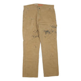 DICKIES Mens Regular Fit Jeans Beige Cotton Blend Zip W36 L32 Workwear Utility