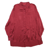 HUGO BOSS Mens Red Plain Shirt S Satin Polyester Blend Long Sleeve Formal