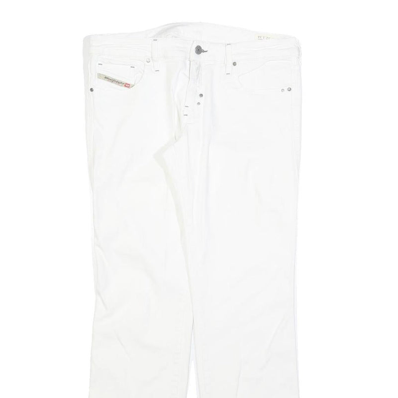 DIESEL Womens Regular Fit White Denim Jeans W32 L30 Cotton Blend Zip