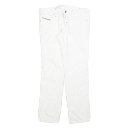 DIESEL Womens Regular Fit White Denim Jeans W32 L30 Cotton Blend Zip