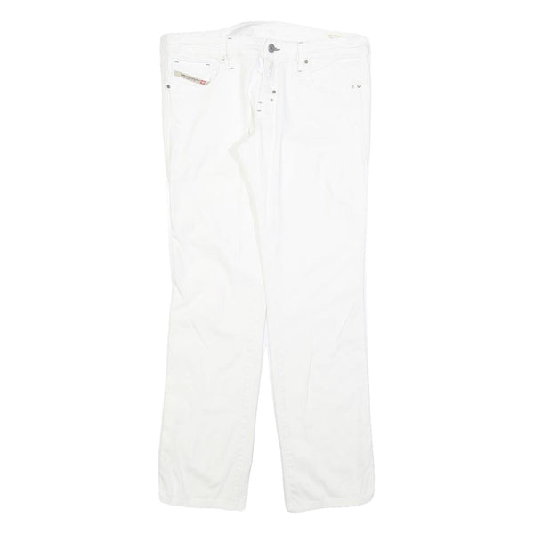 DIESEL Womens Regular Fit White Denim Jeans W32 L30 Cotton Blend Zip