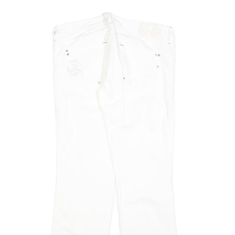 DIESEL Womens Regular Fit White Denim Jeans W32 L30 Cotton Blend Zip