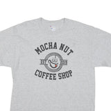 CHAMPION Mens Grey Mocha Nut Coffee Shop Graphic T-Shirt L Short Sleeve Crew
