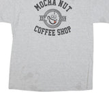 CHAMPION Mens Grey Mocha Nut Coffee Shop Graphic T-Shirt L Short Sleeve Crew