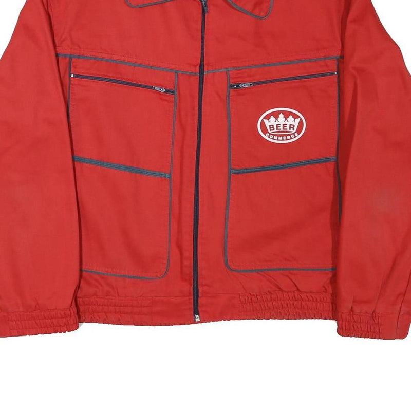 Mens Red Workwear Cotton Blend Zip Jacket L Logo Beer Commerce Plain