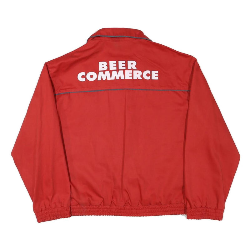 Mens Red Workwear Cotton Blend Zip Jacket L Logo Beer Commerce Plain