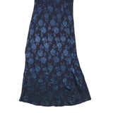 LAURA ASHLEY Womens Navy Blue Floral Day Dress Polyester Blend Short Sleeve Midi