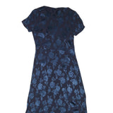 LAURA ASHLEY Womens Navy Blue Floral Day Dress Polyester Blend Short Sleeve Midi