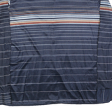 KENNINGTON Mens Blue & Brown Stripe Pattern Shirt M Long Sleeve Button Closure