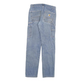 CARHARTT Mens Slim Light Blue Denim Jeans W29 L34 Zip Closure Cotton Blend