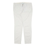 H&M Womens Cotton Blend White Slim Tapered Trousers W34 L32 Casual Smartwear
