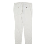 H&M Womens Cotton Blend White Slim Tapered Trousers W34 L32 Casual Smartwear