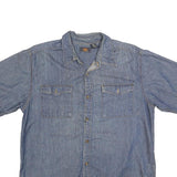 ROUTE 66 Mens Blue Denim Shirt L Cotton Casual Short Sleeve Button Pocket