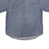 ROUTE 66 Mens Blue Denim Shirt L Cotton Casual Short Sleeve Button Pocket
