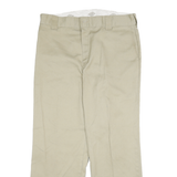 DICKIES Mens Cotton Blend Beige Regular Fit Straight Leg Trousers W36 L30