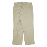 DICKIES Mens Cotton Blend Beige Regular Fit Straight Leg Trousers W36 L30