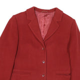 Womens Red Plain Button Jacket M Polyester Blend Classic Tailored