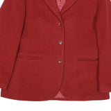 Womens Red Plain Button Jacket M Polyester Blend Classic Tailored