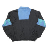 TODD1 Mens Black & Blue Nylon Zip Jacket 2XL Retro Geometric Pattern Lightweight