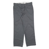 DICKIES Mens Cotton Blend Grey Regular Fit Straight Leg Trousers W33 L30