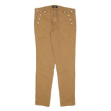 GUESS Womens Cotton Blend Brown Slim Skinny Trousers W30 L28 Stylish Stud Detail