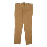 GUESS Womens Cotton Blend Brown Slim Skinny Trousers W30 L28 Stylish Stud Detail