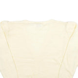 NINON DE LENCLOS Womens Cream Patterned Cardigan Chunky Knit M V-Neck Acrylic