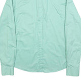 DKNY Mens Green Cotton Blend Shirt M Button Down Casual Long Sleeve