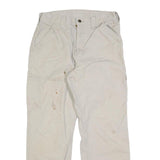 CARHARTT Mens Cotton Blend Beige Regular Fit Straight Leg Trousers W32 L30