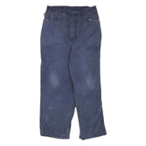 CARHARTT Mens Cotton Blend Blue Regular Straight Trousers W34 L28 Workwear Zip