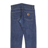 CARHARTT Mens Slim Blue Denim Jeans W32 L32 Cotton Blend Zip Pockets Casual