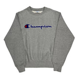 Reverse Weave Champion Spellout Sweatshirt - Medium Gray Cotton