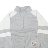 Mens Grey & White Sweatshirt Pullover L Half Zip Cotton Blend Casual Sports