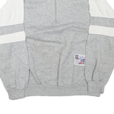 Mens Grey & White Sweatshirt Pullover L Half Zip Cotton Blend Casual Sports