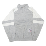 Mens Grey & White Sweatshirt Pullover L Half Zip Cotton Blend Casual Sports