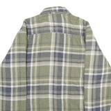 WRANGLER Mens Green & Grey Check Flannel Jacket S Cotton Blend Button Closure