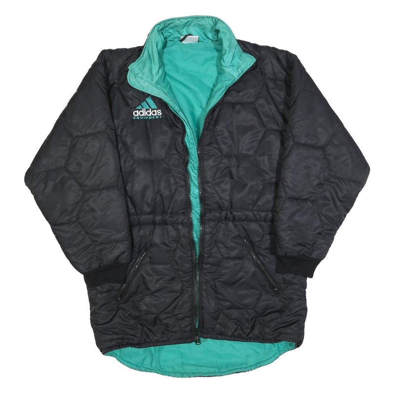 ADIDAS Equipment Mens Black & Teal Equipment Quilted Jacket XL Blend Zip