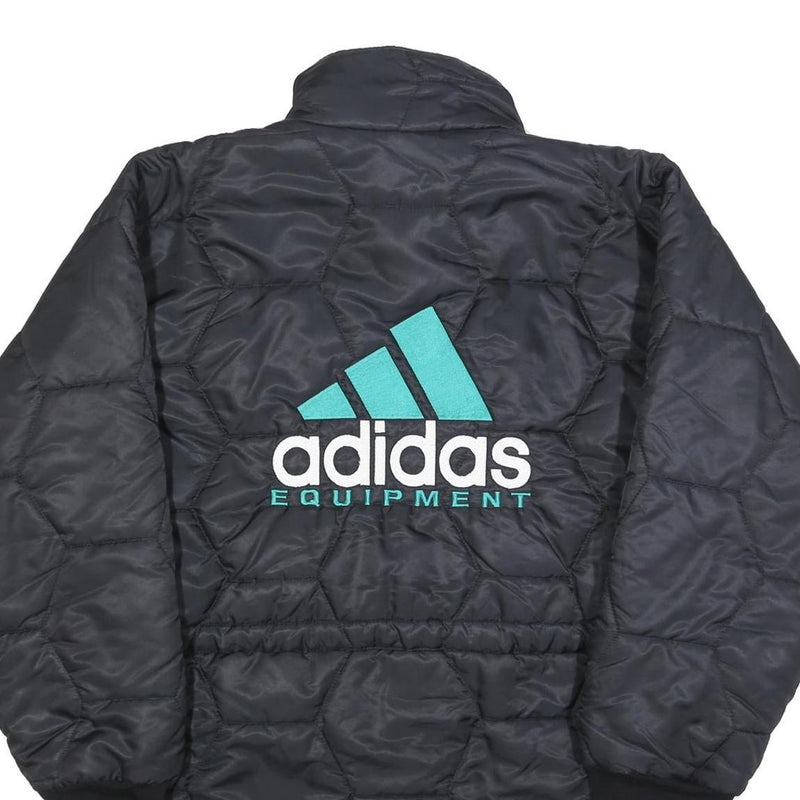 ADIDAS Equipment Mens Black & Teal Equipment Quilted Jacket XL Blend Zip