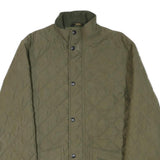 BARBOUR Mens Olive Quilted Button Jacket M Polyester Blend Classic Outerwear