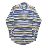 HAPPY LIFE Mens Blue & White Patterned Cotton Blend Shirt S Casual Long Sleeve