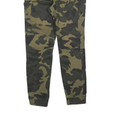 JOHN H Mens Cotton Blend Slim Camouflage Cargo Trousers W30 L28 Drawstring Waist