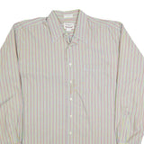 ROCHESTER Mens Beige & Pink Stripe Cotton Blend Shirt XL Classic Long Sleeve